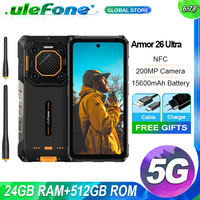 Ulefone Armor 26 Ultra Walkie Talkie 24GB 512GB 5G Rugged 120W 15600mAh 200MP+64MP +50MP NFC Waterproof Global Version