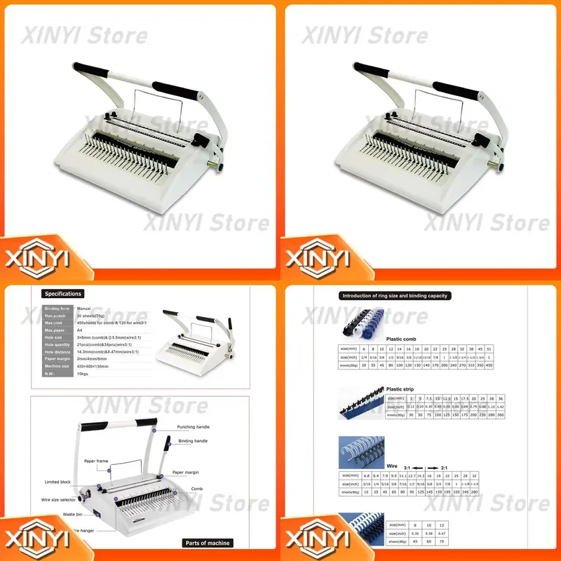 for CYST800 Plastic Spiral Comb and Wire 3:1 2-in-1 Punching and Binding Machine A4 Size Base Vertical Punching Paper
