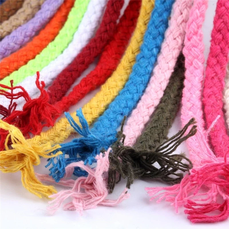 10Yards 5mm Colored Twisted Cord Rope 100% Cotton Rope Cords Craft Decorative Twisted DIY Handmade Bag Drawstring Accessories