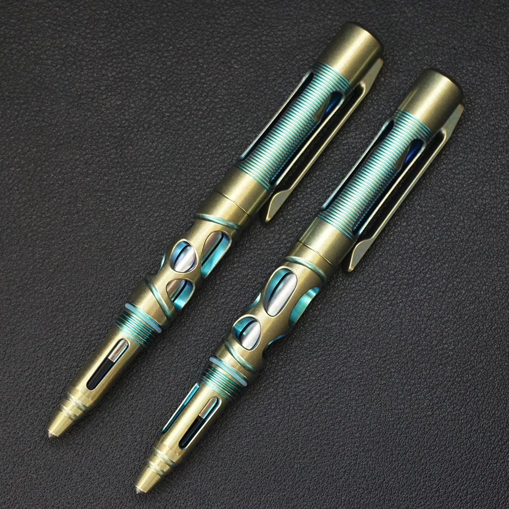 

Шариковая ручка из титанового сплава Ручка для подписи Титановая тактическая ручка EDC Портативная сменная заправка Зеленое золото