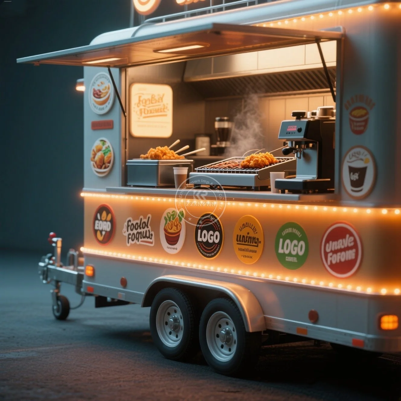 

Mobile Ice Cream Trailer With Hot Dog Cart Full Kitchen Equipment And Concession Food Truck Cooking Trailer