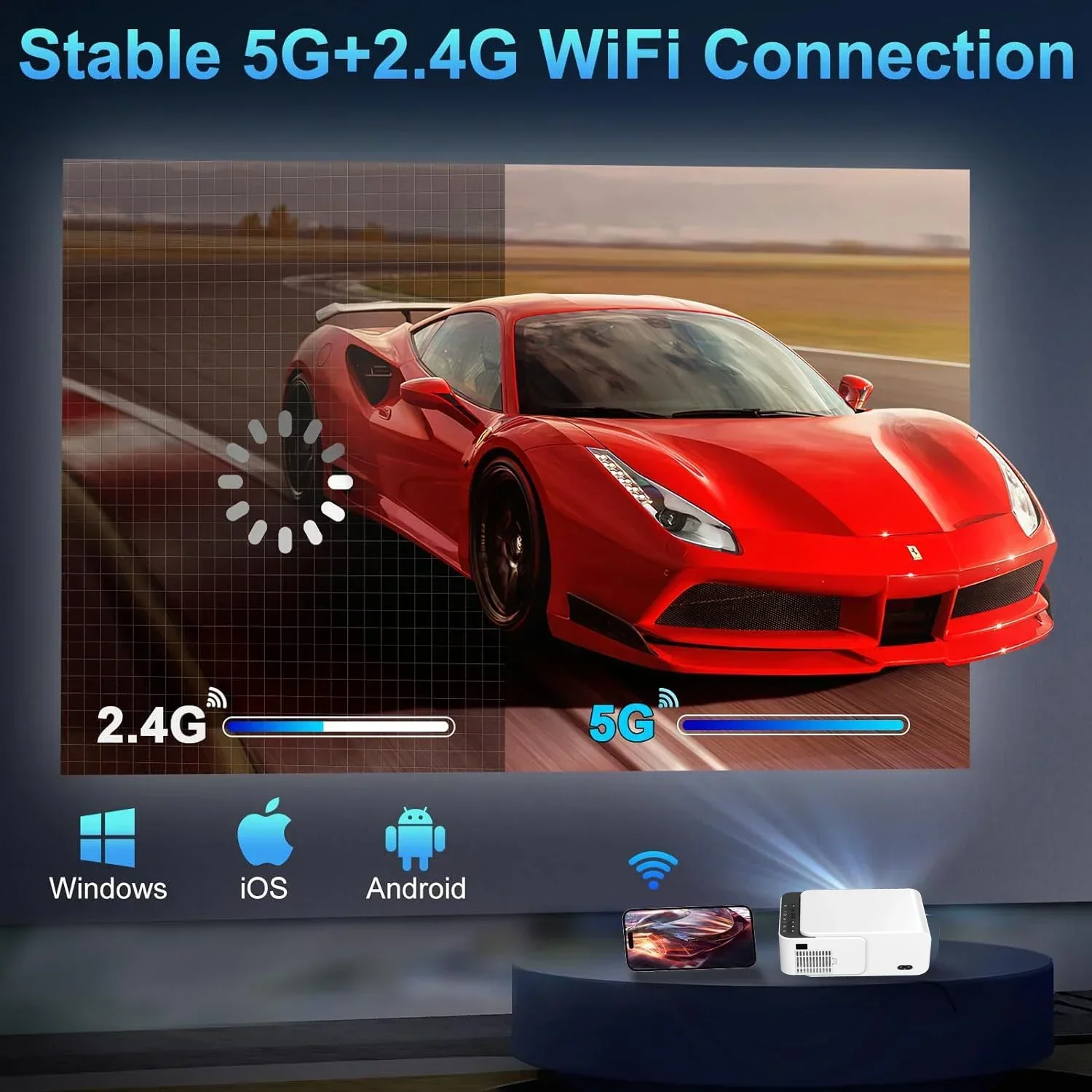 Soporte VIVICINE 4K Proyector Full HD Q6 Android WiFi 3D Cine en casa Mini proyector de haz portátil Reunión Vídeo 3D PK HY320