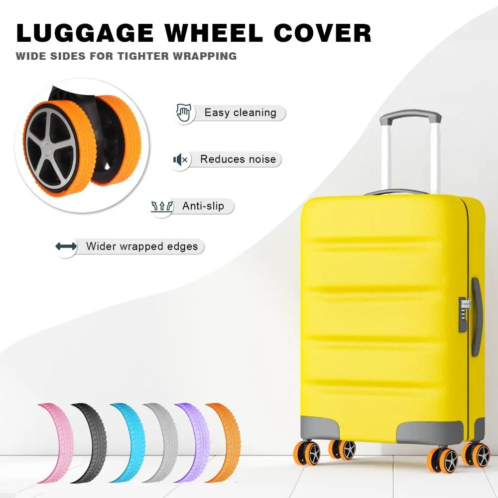 4/8Pcs Silicone Luggage Wheels Protector Cover Reduce Noise Anti-slip Suitcases Wheel Protection Rings Shock Absorption