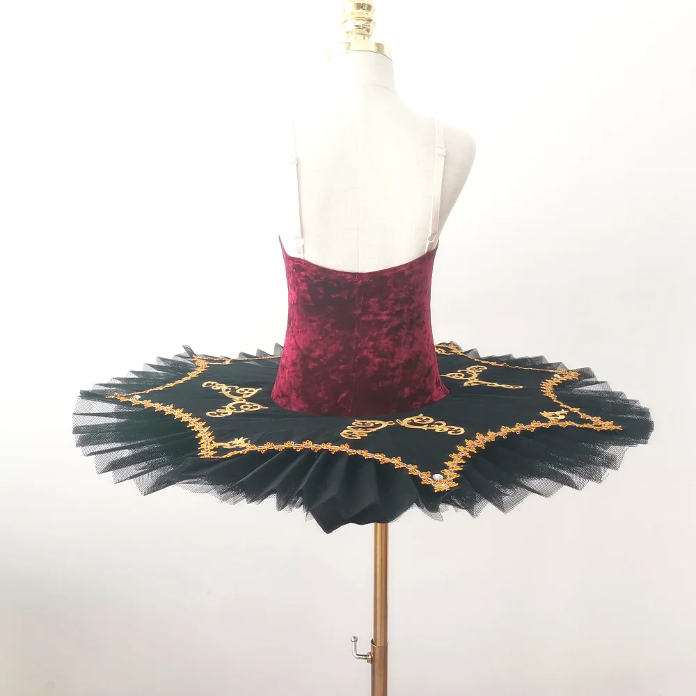 Neue Professionelle Ballett Tutu Röcke WineRed kinder Rock Bauchtanz Kostüme Samt Tops Gold Stickerei Kleid