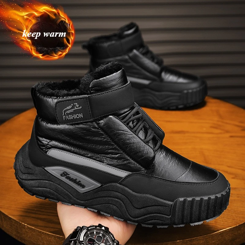 

Men's Ankle Snow Boots Winter Plus Velvet Thick Warm Cotton Shoes Man Warm Thick NonSlip Casual Windproof Outdoor High-top Boots