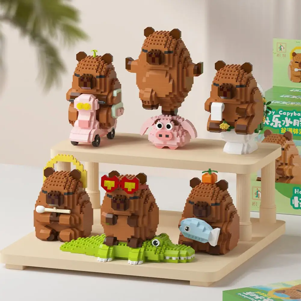 Animali adorabili dei cartoni animati Nanobricks Capibara Micro Diamond Block Modello di costruzione Mattoni da costruzione Giocattoli educativi per il regalo dei bambini