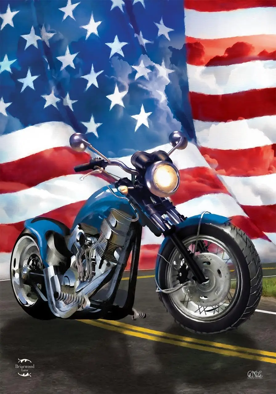 Briarwood Lane American Motorcycle Patriotic Garden Flag UUL EEZ