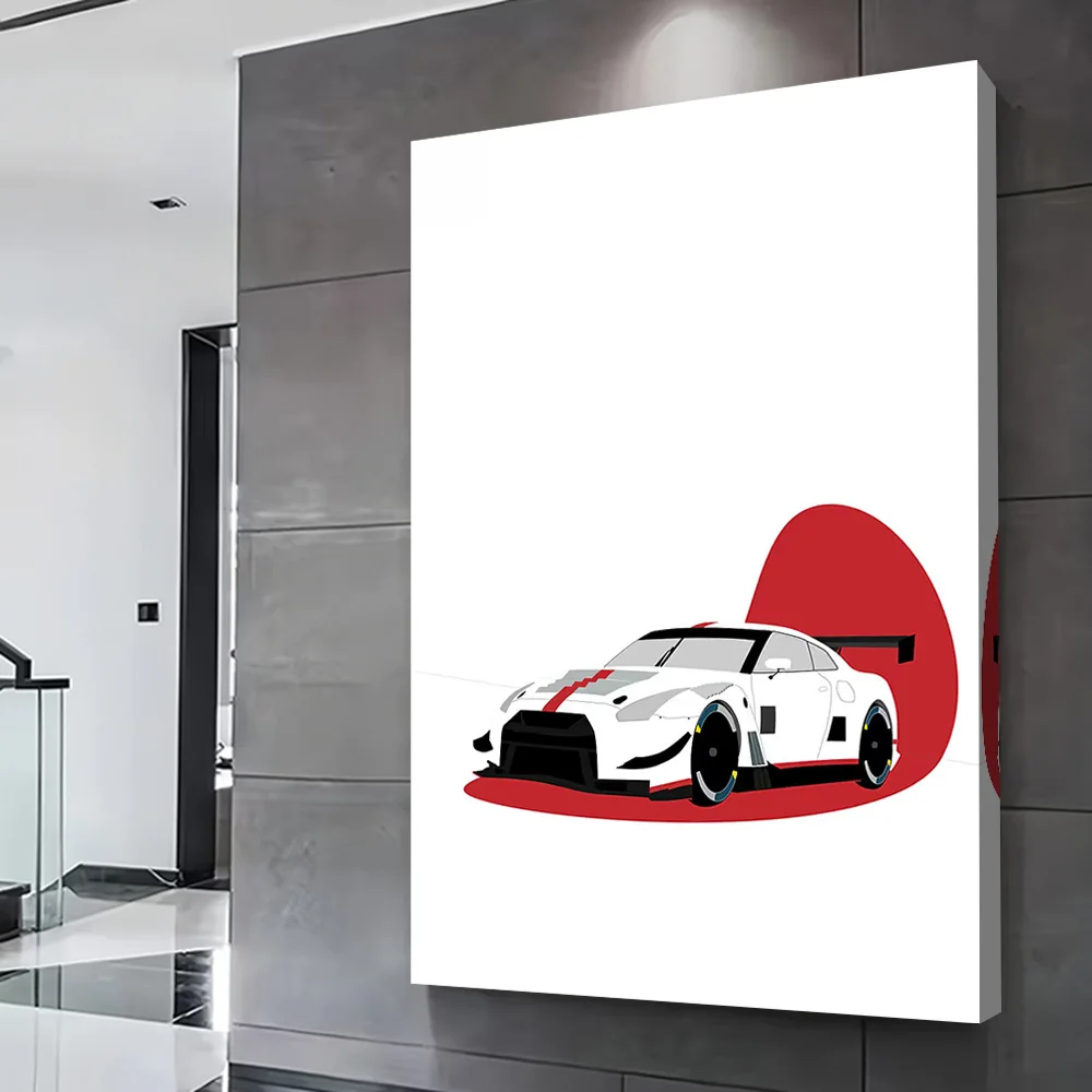 White Japan Race Car Printing Poster Customizable Pictures Wall Art Canvas Painting for Luxury Decoration Interior Accessories