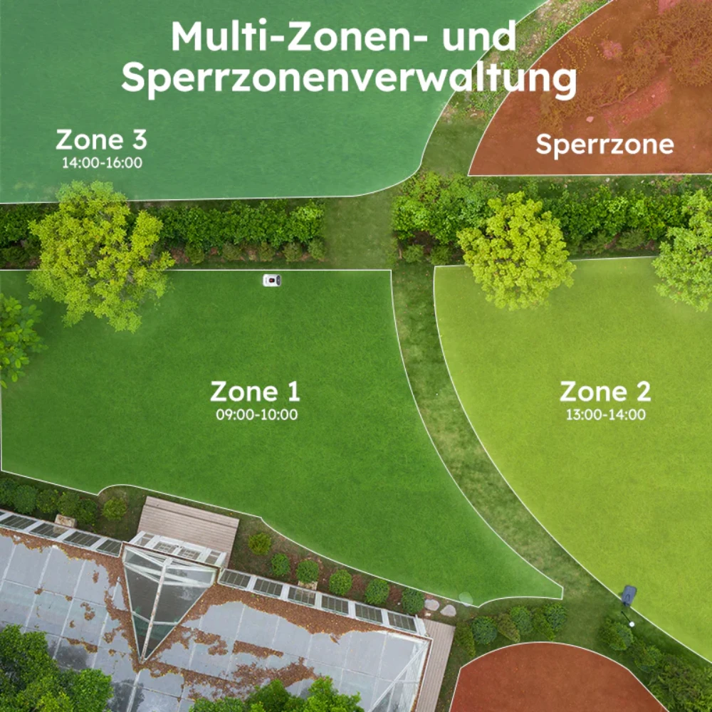 ANTHBOT Genie 600 AI جزازة العشب الآلية اللاسلكية، ماكس. 900 م2، نطاق التردد الكامل RTK + 4 كاميرا رؤية جزازة العشب روبوت