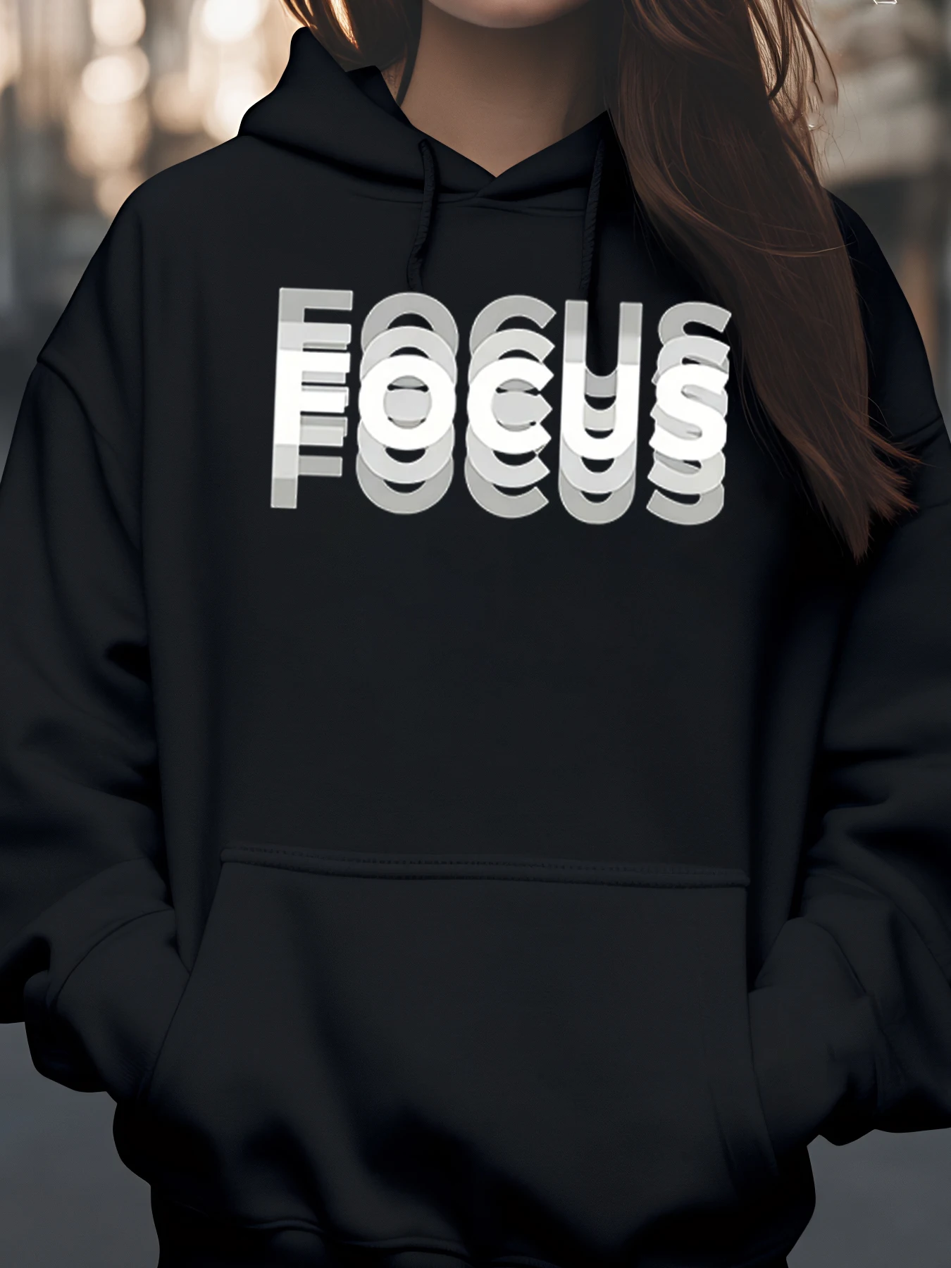 هوديي مطبوع عليه رسومات التركيز للارتداء اليومي للجنسين كاجوال على طراز ملابس الشارع