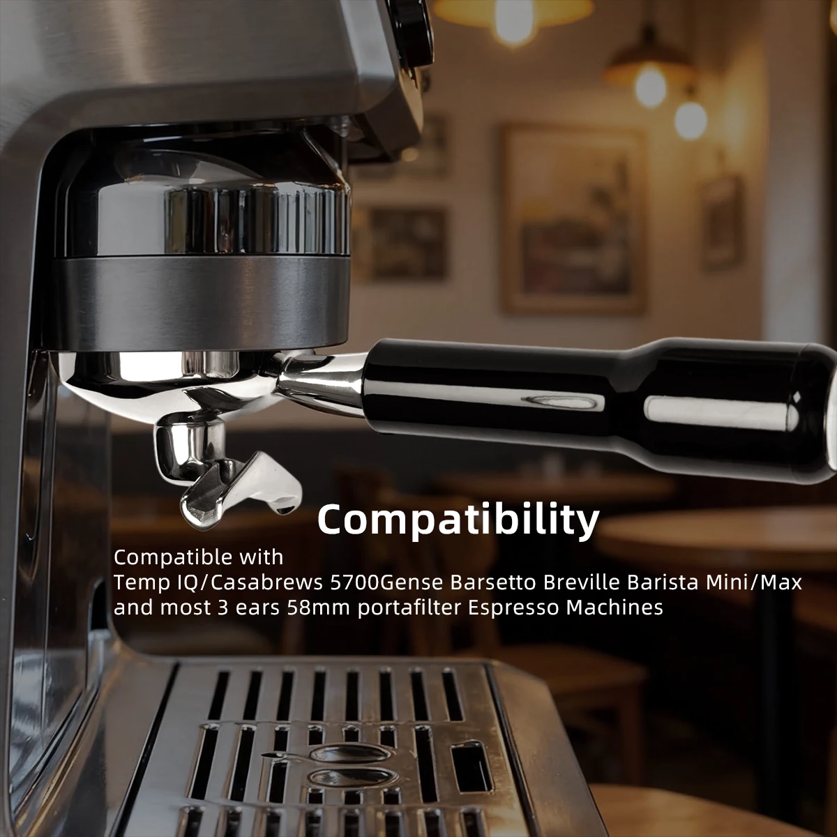 58mm Portafilter 3 Ears with Double Spout Compatible with Temp IQ/Casabrews 5700 Gense and Other 58mm Portafilter