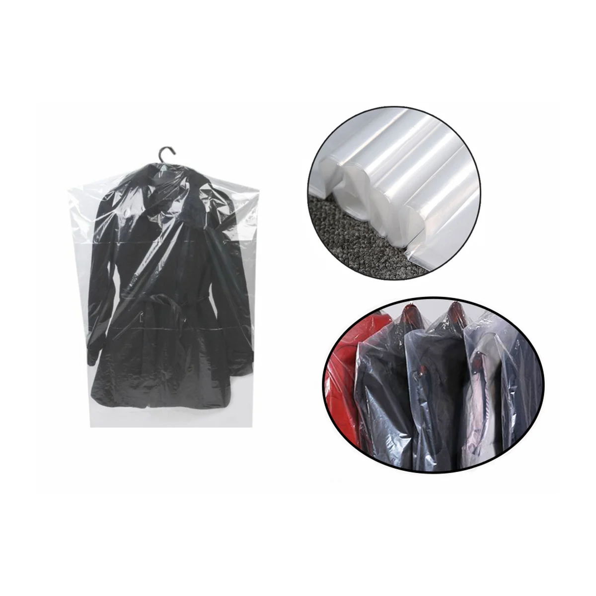 

30pcs 60X150Cm Dust Cover For Clothes Clear Plastic Garment Storage Bag Suit Shirt Coat Cover Hanger Opening Transparent Closet