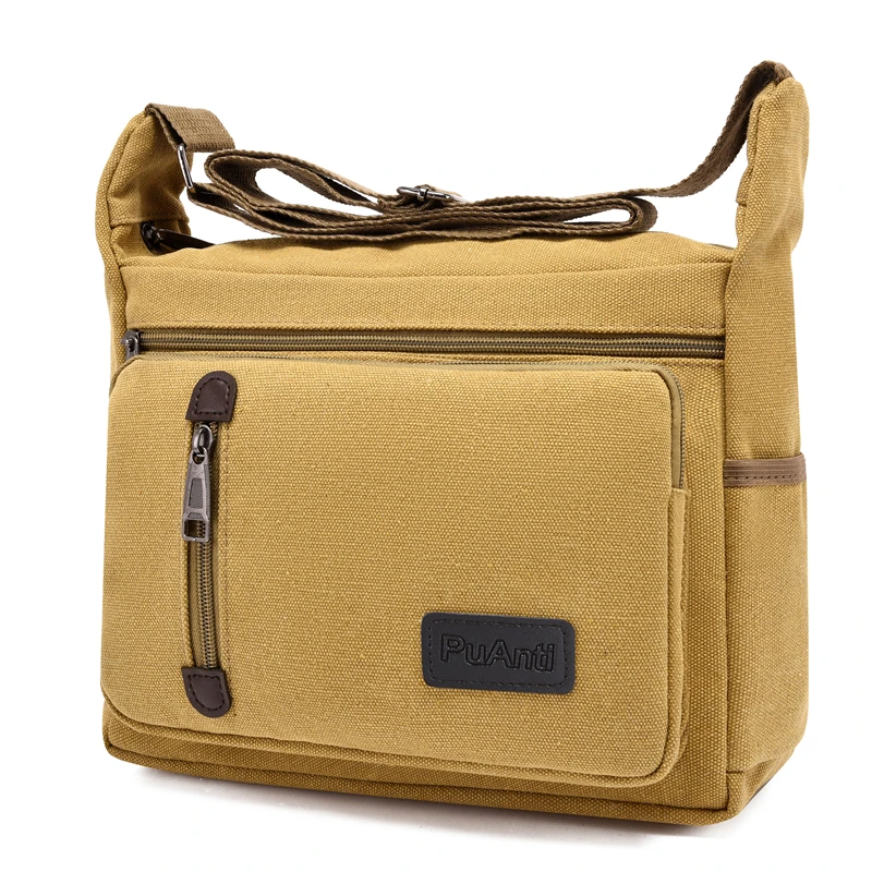 Men's Shoulder Bags Canvas Casual Travel Bag Hight Qualtiy Outdoor Bags Men Wearable Retro Zipper Crossbody Bag