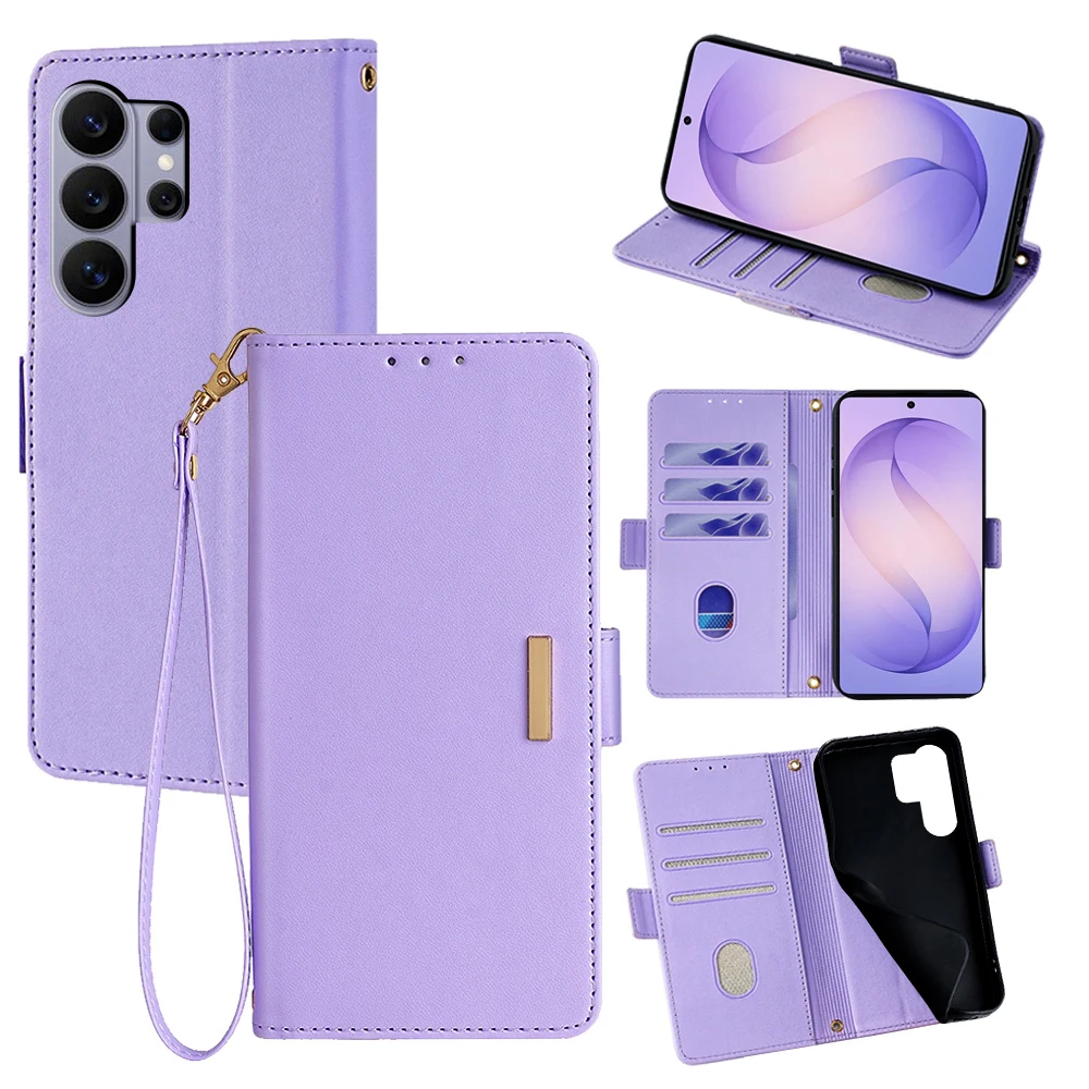 Magnet Buckle Flip Leather Case For Samsung Galaxy S26 Ultra S25 FE Galaxy S24 S23 S22 S25 Edge S26 Plus Shockproof Wallet Cover