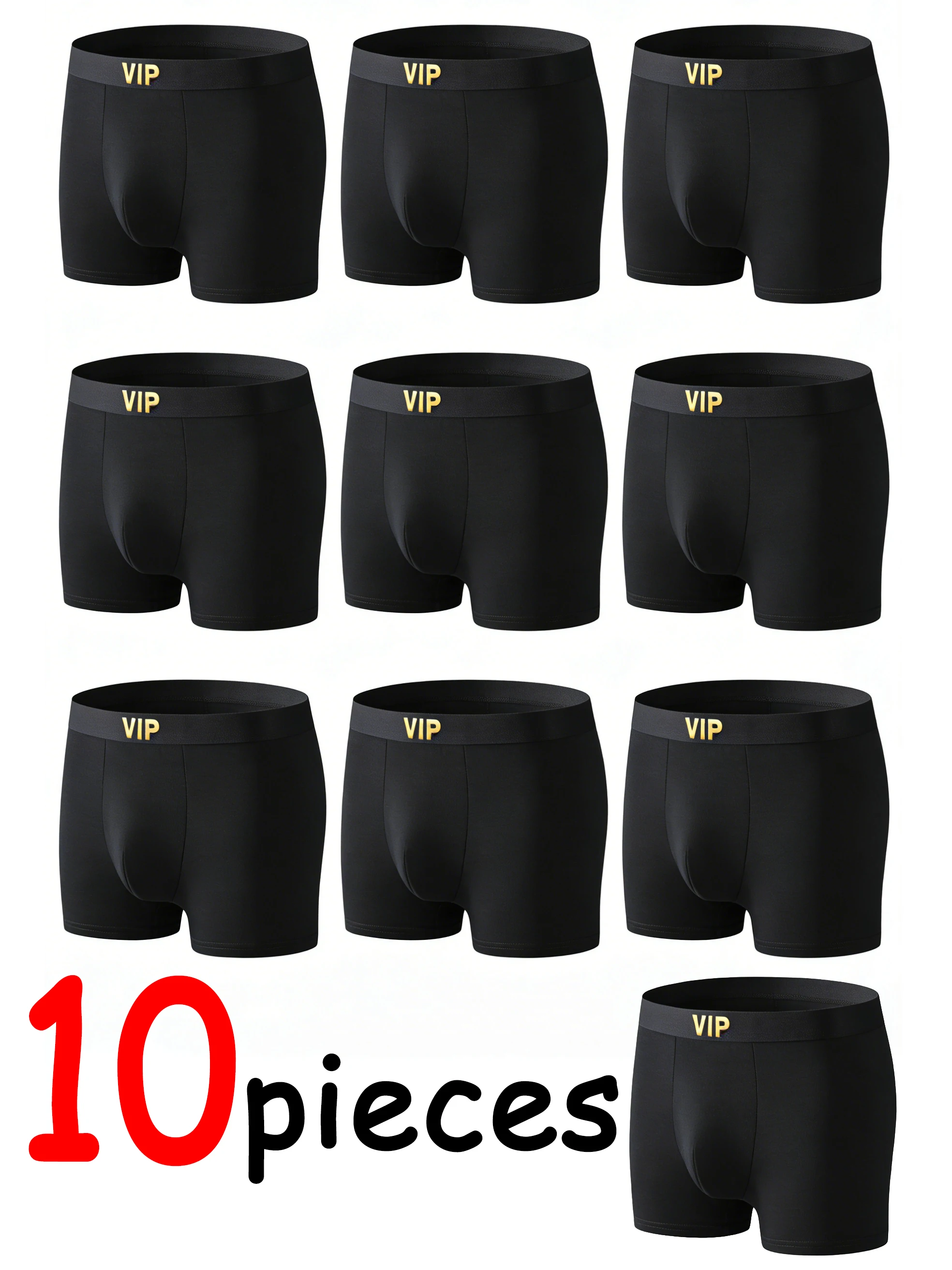 

10 шт. Роскошное мужское нижнее белье: черные классические модные трусы-боксеры с высокой эластичностью, большие размеры, для подростков и геев