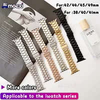 Five bead integrated steel strip for Apple Watch Ultra2 49mm HK9 Pro Max S9 DT8 45mm 44 42mm Metal band Z69 S10proMax LG59 ultra