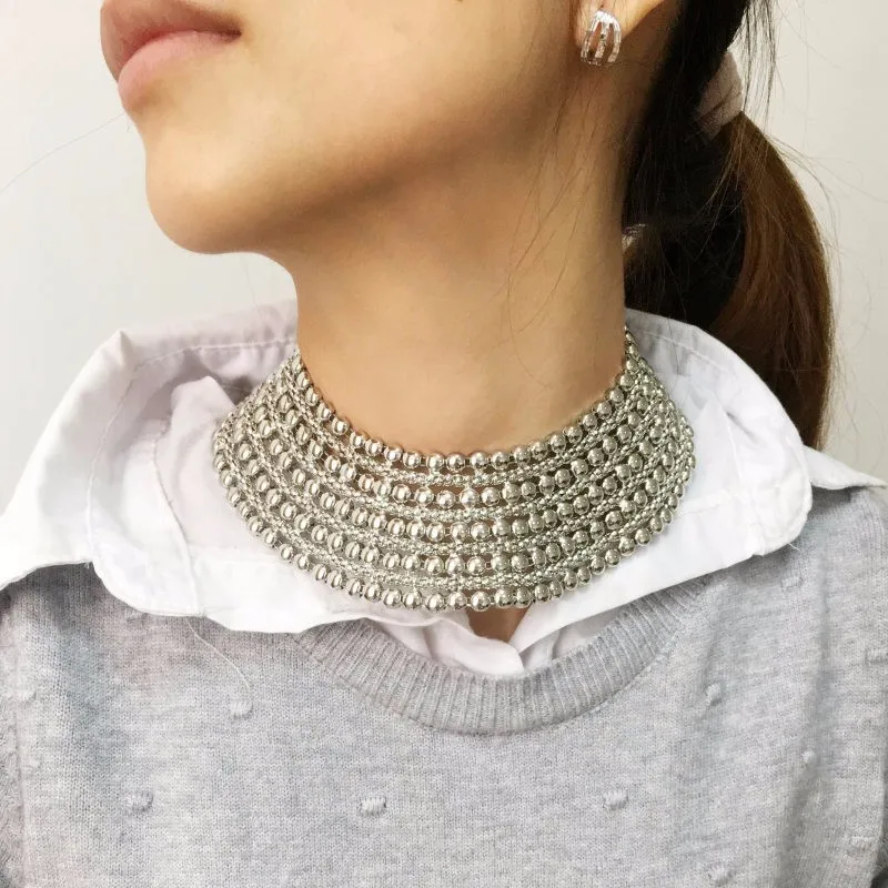 Alloy Big Chokers Necklace Fashion Statement Collar Chunky Necklaces For Women Girls Party Accessories 2022