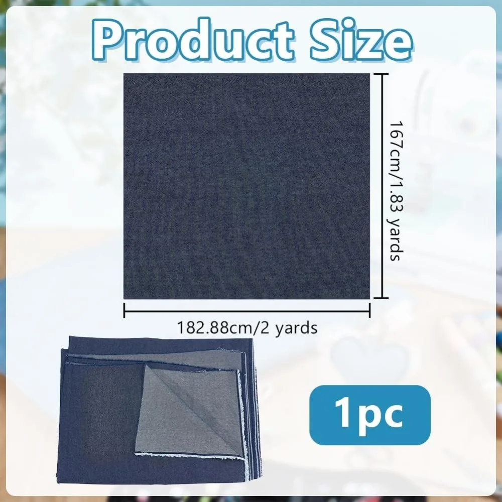 4.5oz Denim Fabric for Sewing 65.7 Inch by 2 Yards Prussian Blue Cotton Polyester Blend Fabric Crafting Stylish Denim Fabrics