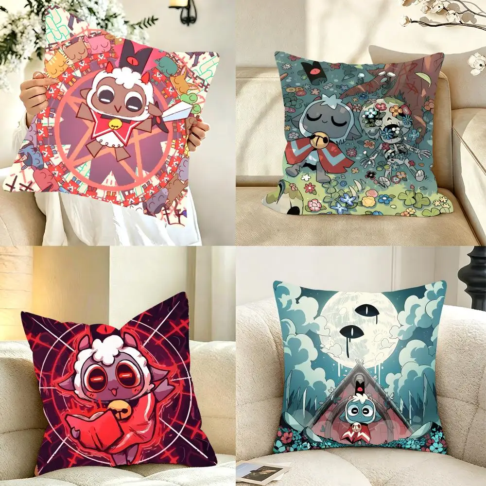 Dark Fantasy Game C-Cult Of The Lamb Cushion Cover Bedroom bed reading backrest cushion Festive plush holiday Soft plush throw