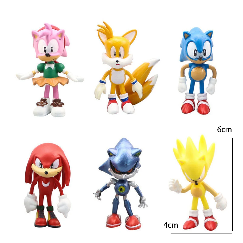 12pcs Set Mini Sonic 5-6cm PVC Character Toy Hedgehog Shadow Tail Figure Model Dolls Children Animal Toy Birthday Gift 5-6cm