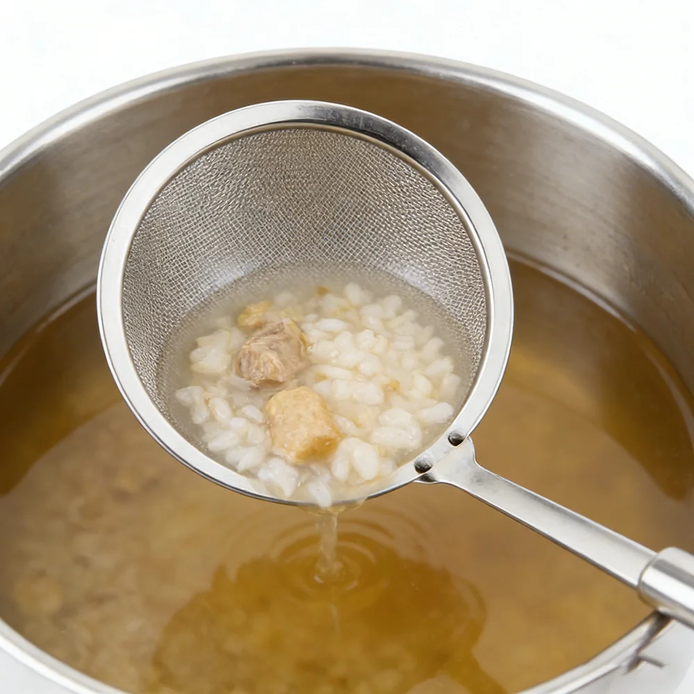 304 Stainless Steel Oil Filter Spoon 100Mesh Ultra-fine Mesh Skimmer Ladle Kitchen Fat Grease Foam Strainer Colander for Hot Pot