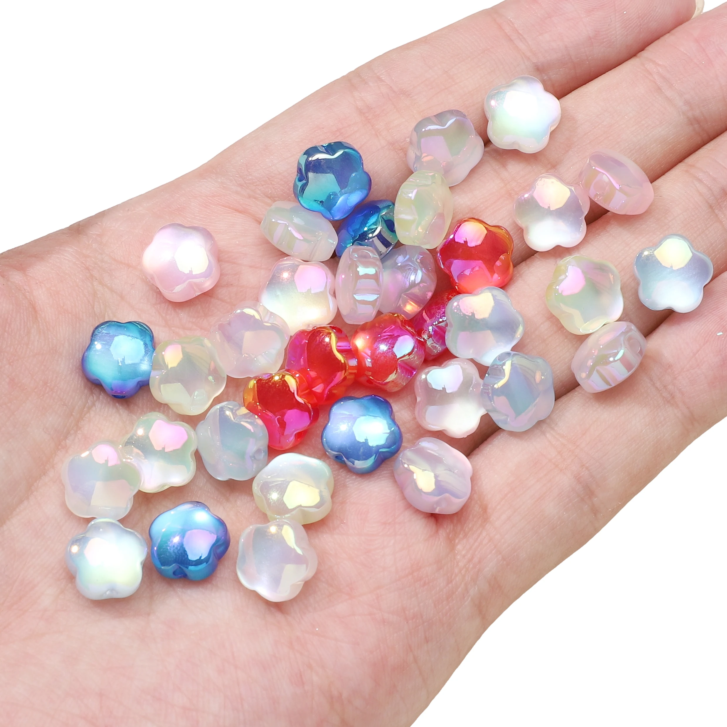 Light Changing style Cat Eye Acrylic Jewelry Flowers Loose Beads Fit Jewelry Making DIY Crafts Bracelet Necklace Earring