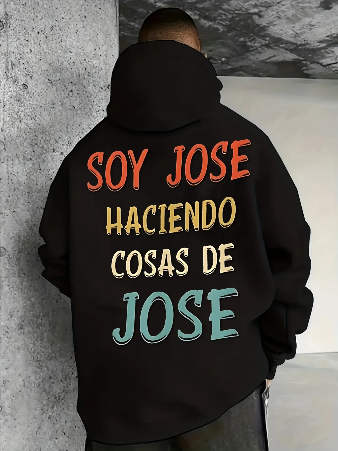 Men's Hooded Sweatshirt with Jose Creative Print, Plus Size, Long-Sleeved Casual Style