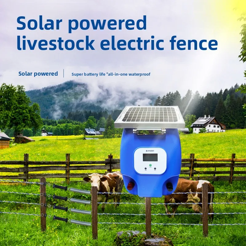 Solar Electric Fence Energizer Waterproof Wireless for Livestock Farm Wild Boar
