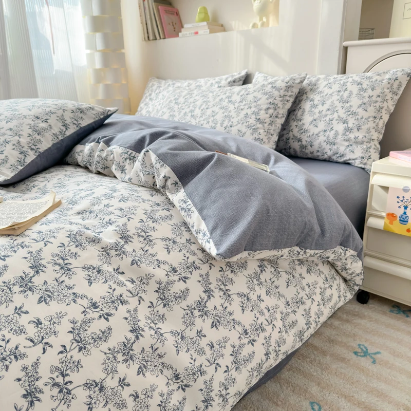 

Luxurious 100% Cotton Floral Bedding Set Duvet Cover Set - Ultra Soft Breathable, 1 Duvet Cover 2 Pillowcases,Single/Double/King