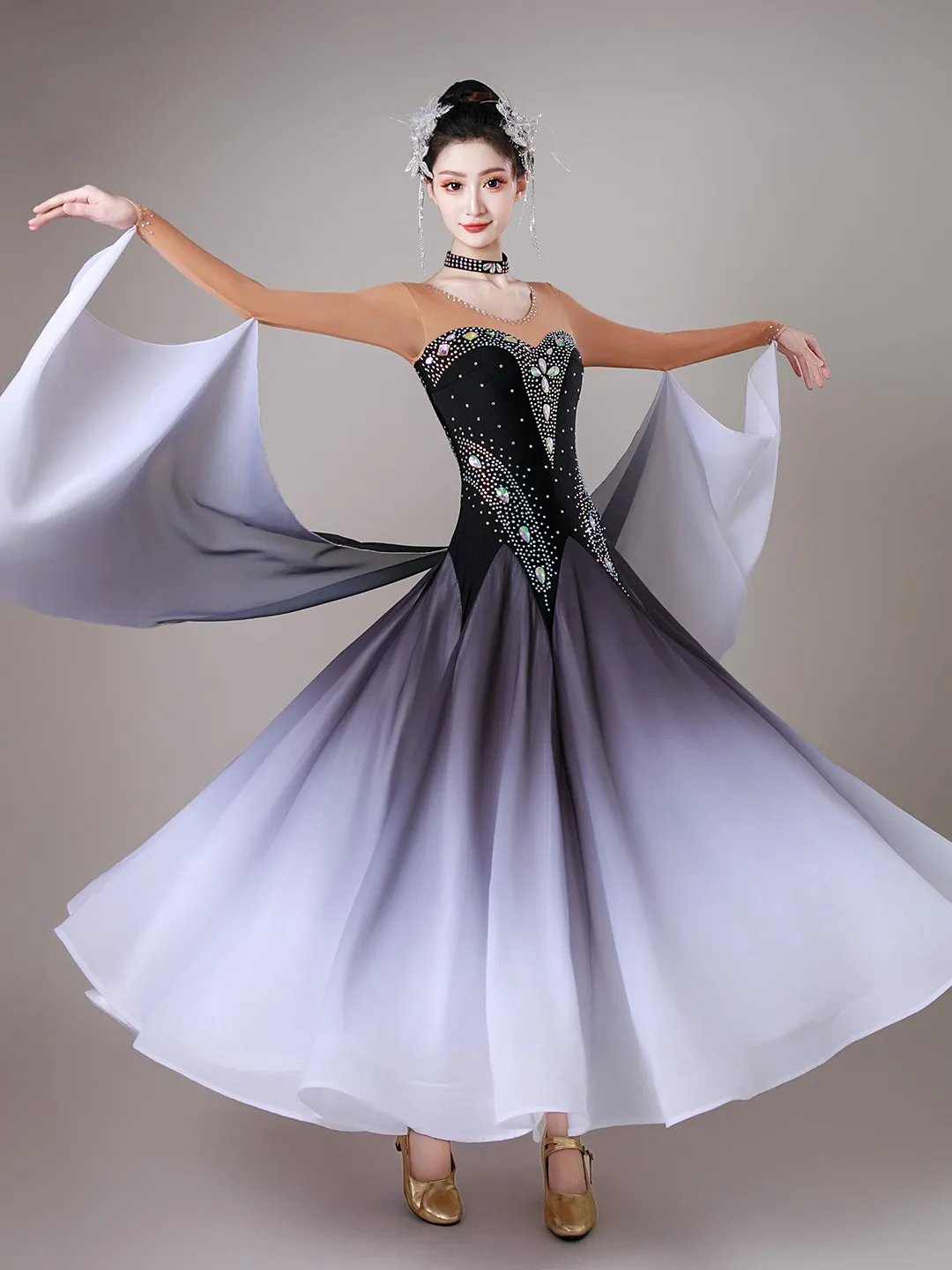 Modern Dance Dress 2026 New Gradient Color Social Dance Costumes Ballroom Dancing Competition Performance Waltz Tango Dancewear