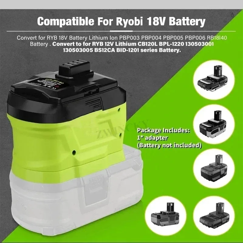 For Ryobi 18V Lithium Battery Convert to for Ryobi 12V CB120L CB121L BPL-1220 130503001 130503005 Li-ion Battery Converter