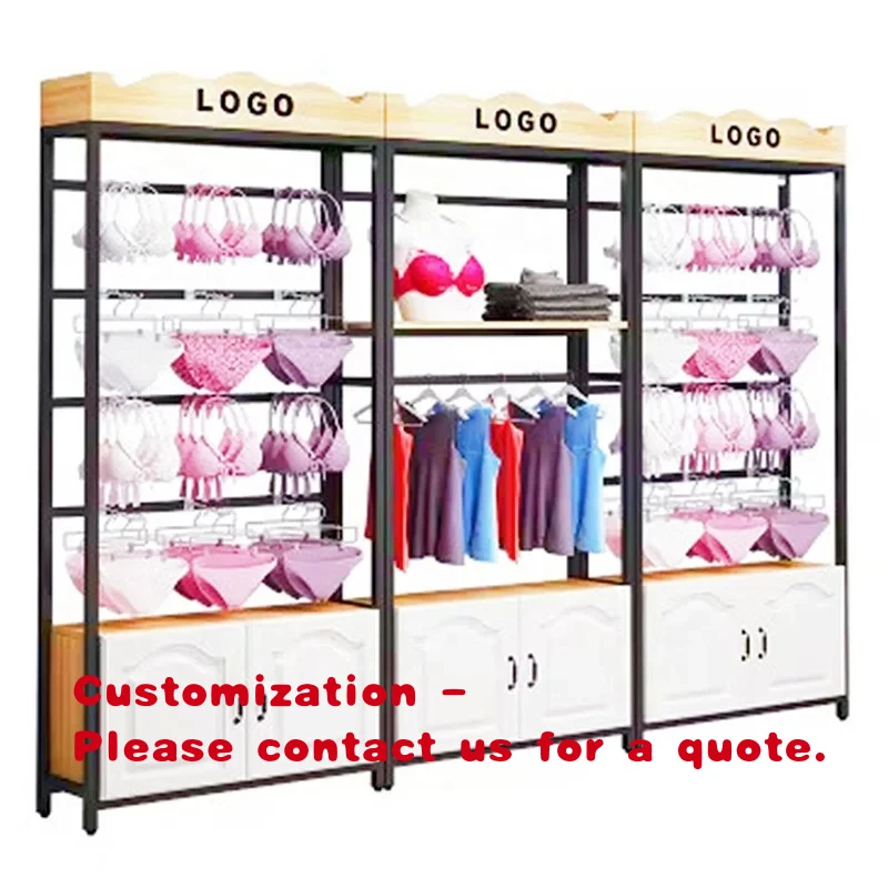 

custom.Custom Modern Metal Wood Women's Underwear Bra Panties Display Rack with Design Retail Use