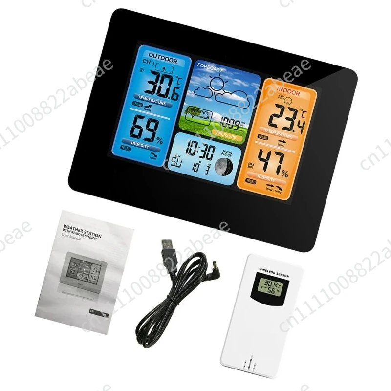 Digital Weather Station Clock Indoor Outdoor Weather Forecast Barometer Thermometer Hygrometer with Wireless Outdoor Sensor