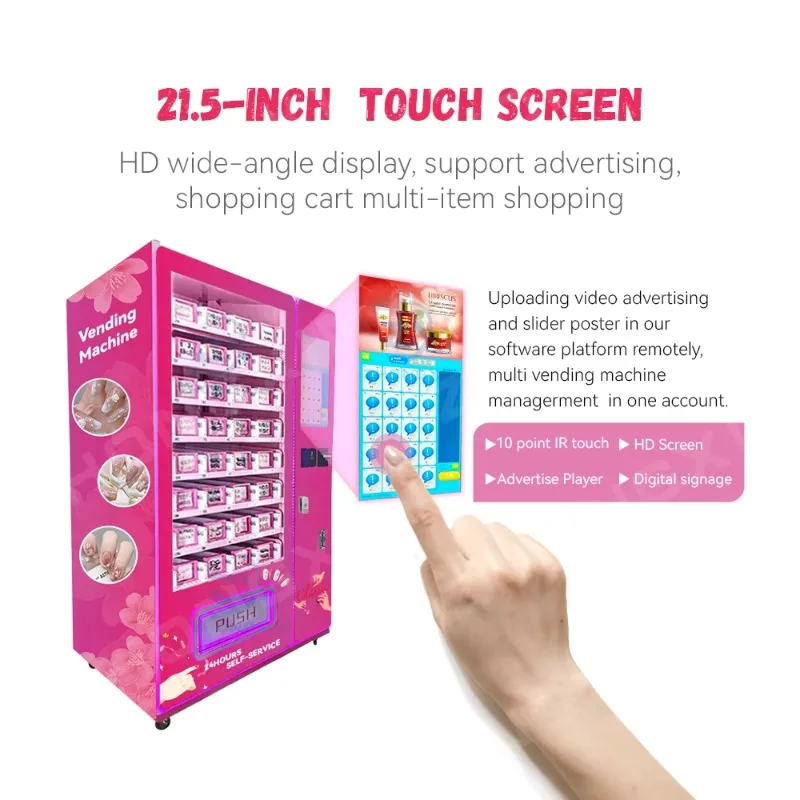 حار بيع 7 بوصة شاشة رقمية صغيرة آلة بيع الشعر رمش مع نظام دفع البطاقة