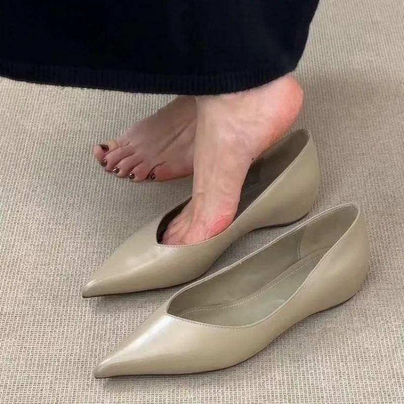 White Design Spring Autumn Pointed Toe Women Mary Jane Shoes Ladies Outdoor Comfort Women's Commute Flats Shoes