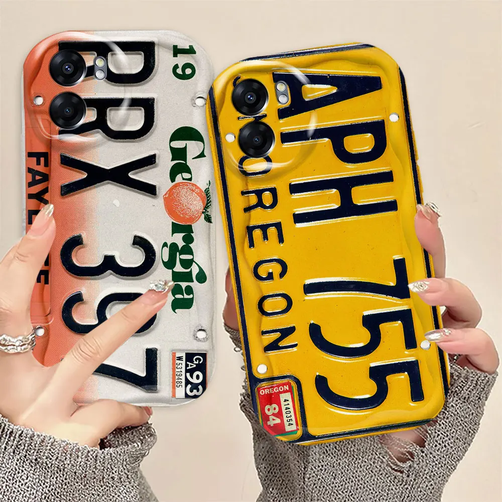 Interesting Car License Plate 3D Wave Phone Case For OPPO A15 A16 A17 A31 A38 A53 A54 A55 A57 A58 A78 A74 A79 A93 A94 A98 Case