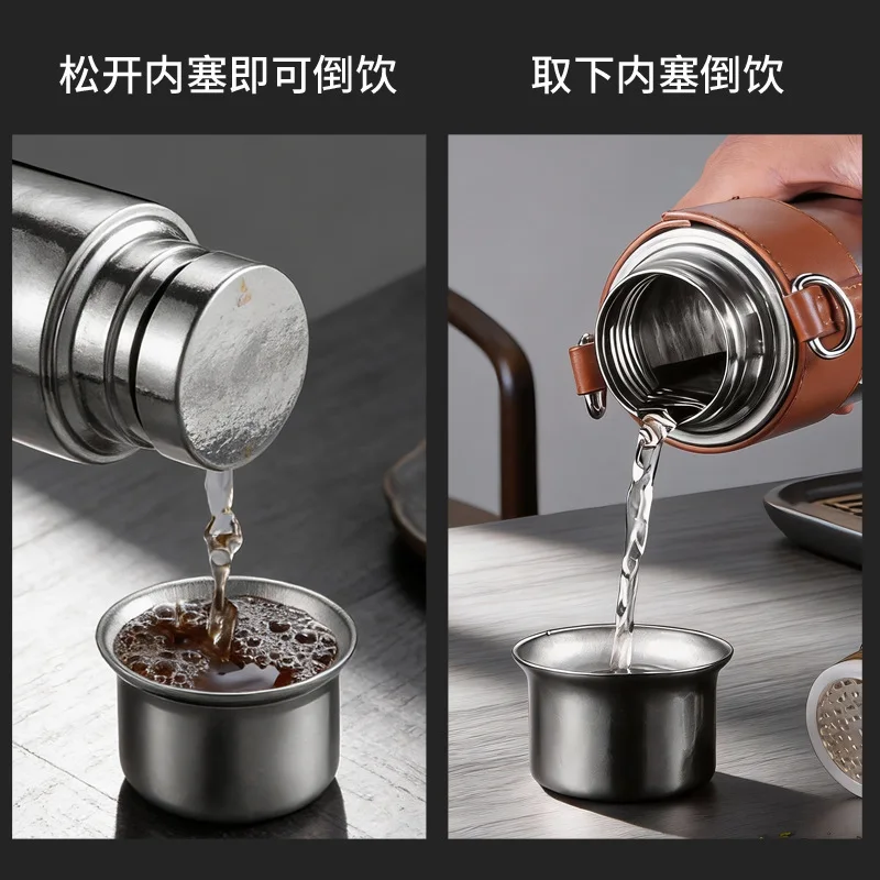 500ml Pure Titanium Thermal Water Bottle with Tea Strainer and Magnetic Cap,Double-layer,Drinkware,Gif,,Business Thermos Cup