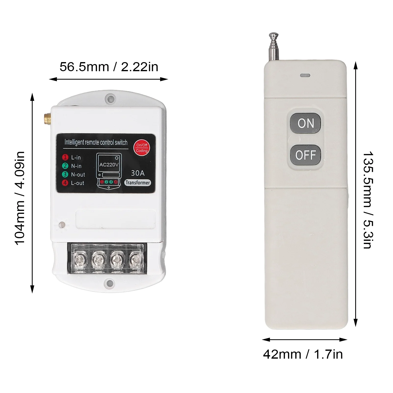 Wireless Remote Switch 1 Phase 30A 5000m Long Range RF for Garage Door Water Pump Motor Light Farm Agriculture