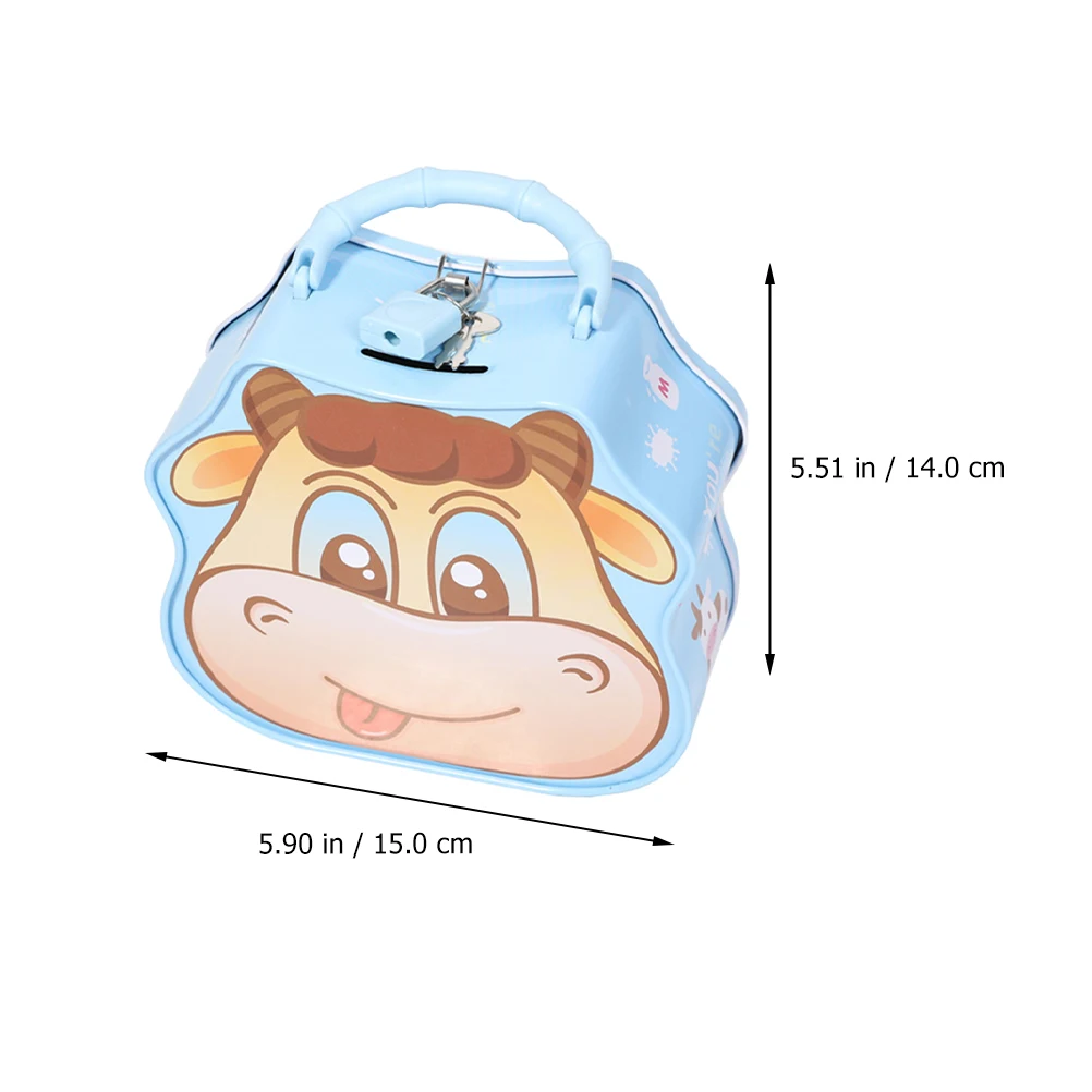 

Lovely Milk Cow Tinplate Piggy Bank Creative Saving Box for Kids Bright Colors Coin Storage Gift Tinplate Saving Box