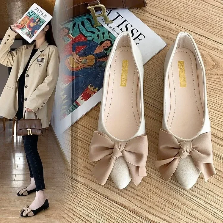 Women Flats Ballet Shoes Female Flats Office Work Shoes   Loafers Flat Shoes Bow One Pedal Casual Beanie  2024