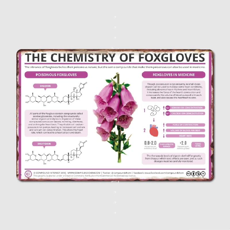 

The Chemistry of Foxgloves Metal Tin Sign Truck Indoor and Outdoor Home Bar Coffee Kitchen Wall Decoration