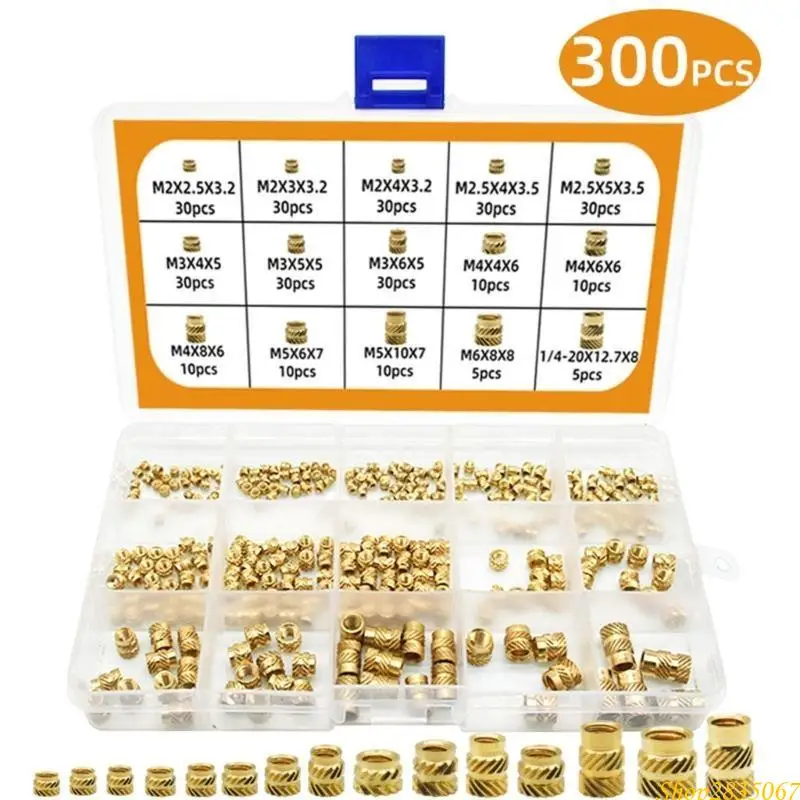 Female Thread Knurled Threaded Embedment Hot Melt Insert Brass Assortment Kits for 3D Printing Injections Molding 831F