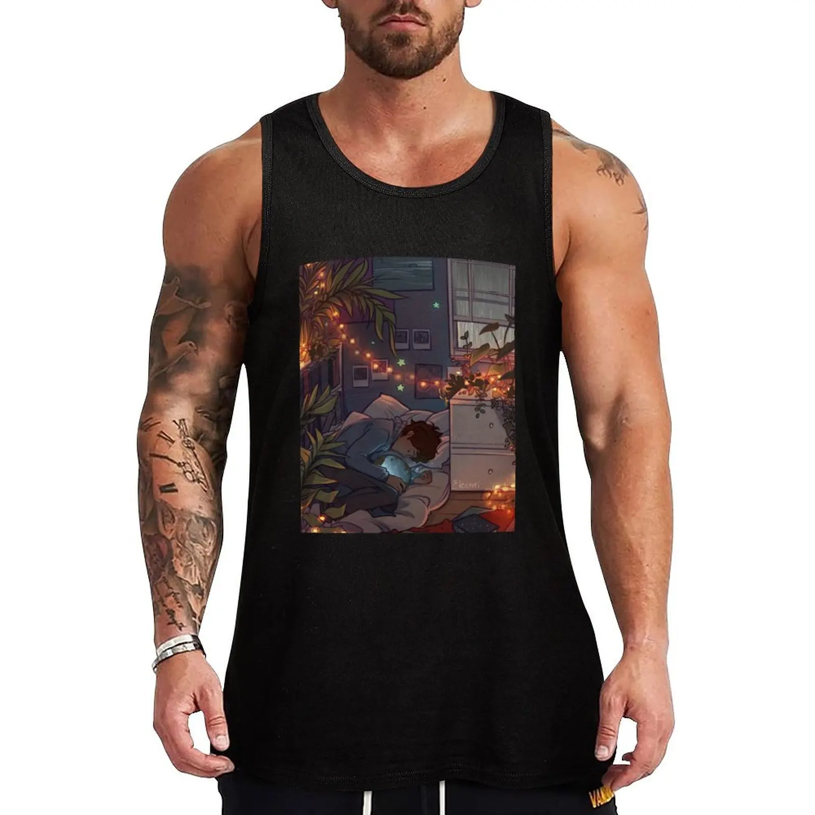 Blue Lips Tank Top Men's cotton t-shirt man vest