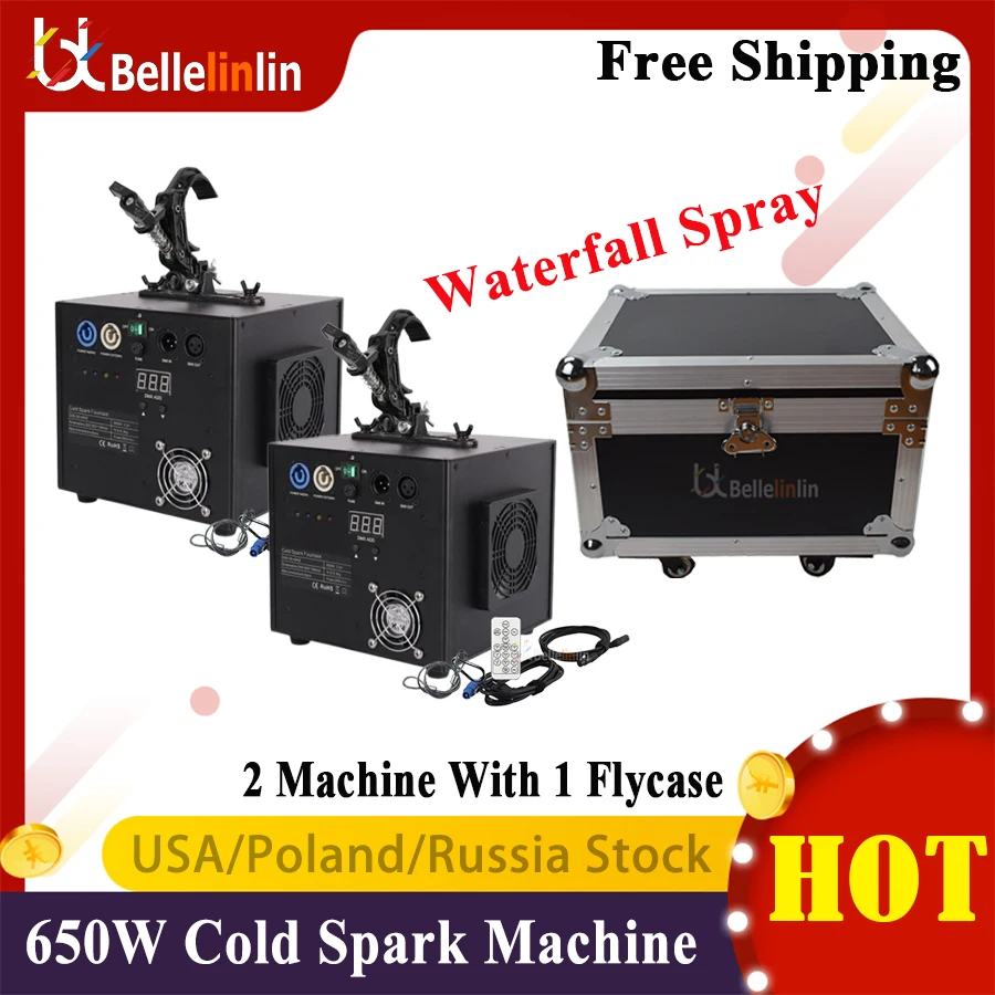 No Tax 650w Waterfall Cold Spark Machine Fountain Wireless DMX Remote Fireworks Wedding Party Sparkular Machine MSDS Down Spray