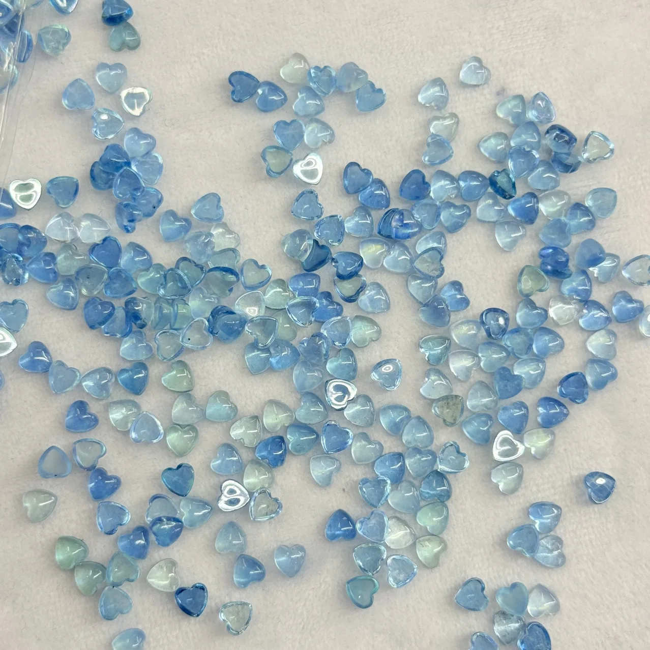 Wholesale 5pcs/pack Genuine Aquamarine Beads 4mm 5mm Hearts Semi-Precious Gemstone Cabochon Ring Jewelry Face