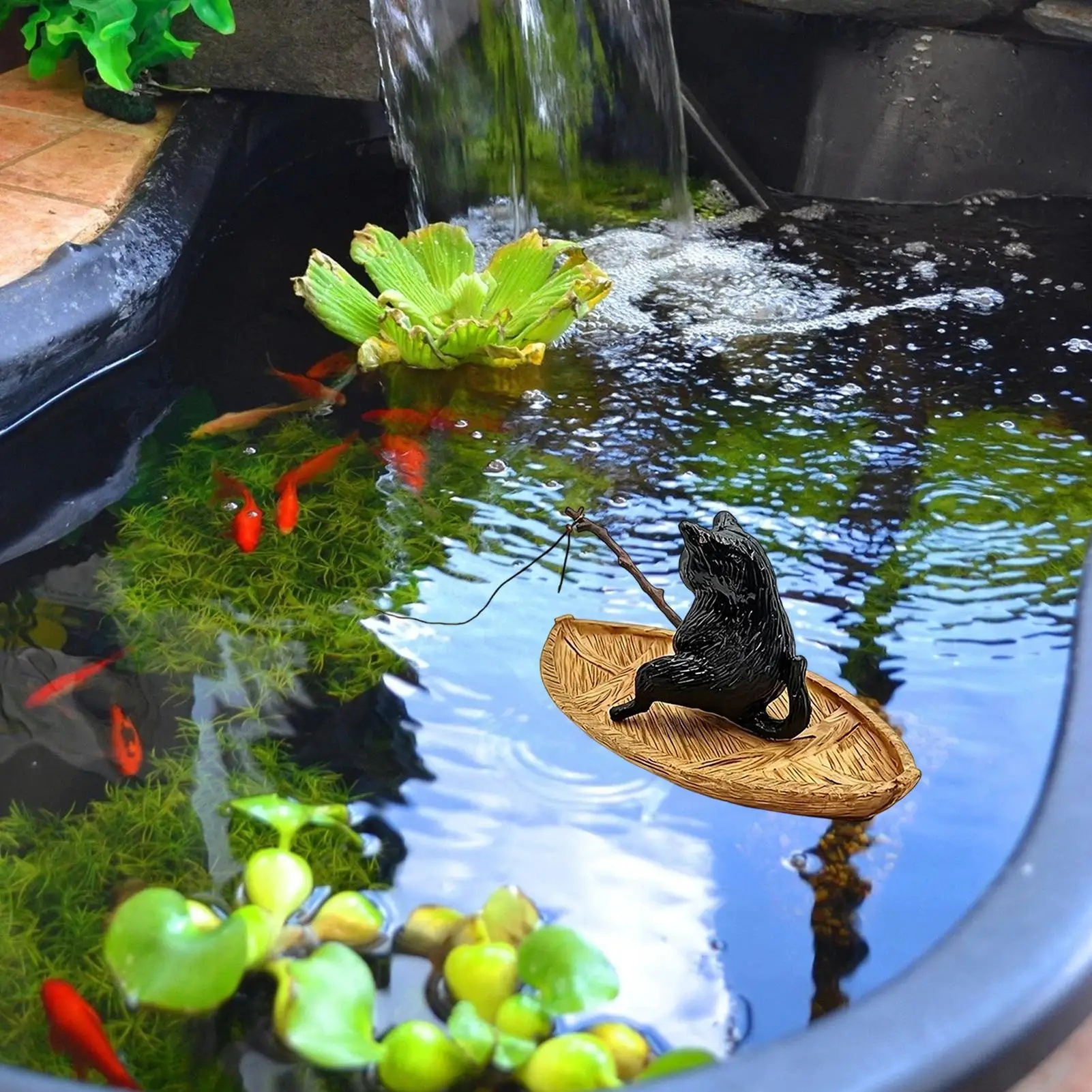 Aquarium-Dekorationen: Kätzchen beim Angeln – Harzfigur für Garten, Teich, Zuhause, Büro, Landschaftsgestaltung, Outdoor, Aquarien und Flüsse – Detail 8