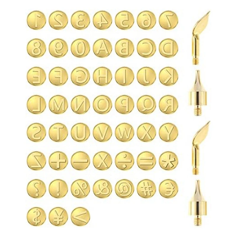 

56 PCS Wood Burning Tip Set Letter Wood Burning Tool Including Alphabet Brass For DIY Embossing Carving Craft Wood Burning