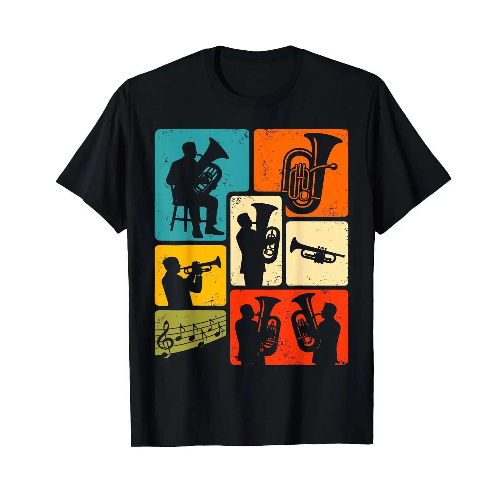 Retro Tuba Musician Brass Band Carnival Festival Music T Shirt vintage Washed Comfortable graphic homme fashion Breathable