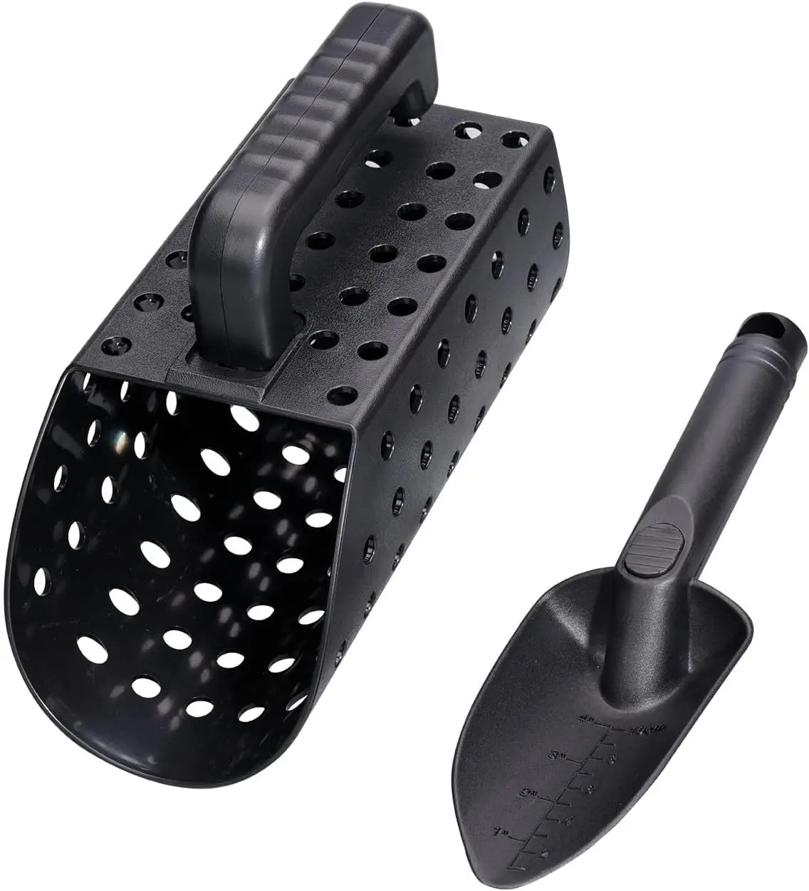 Metal Detector Accessories Black – Sand Sifter Beach Shovel Scoop for Shell Shark Tooth Treasure Digging Kids Adults
