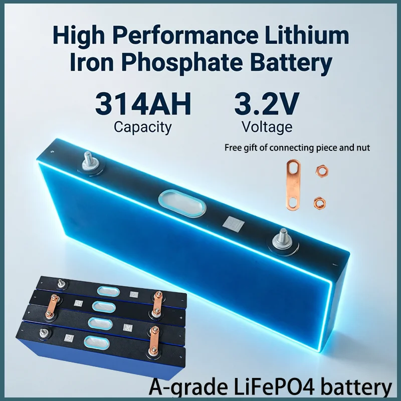 Brand New 3.2V 314Ah LiFePO4 Battery – 3C Discharge 942A, 1.0kWh Energy, 6000+ Deep Cycles, Grade A Cell for Solar, Marine, AGV